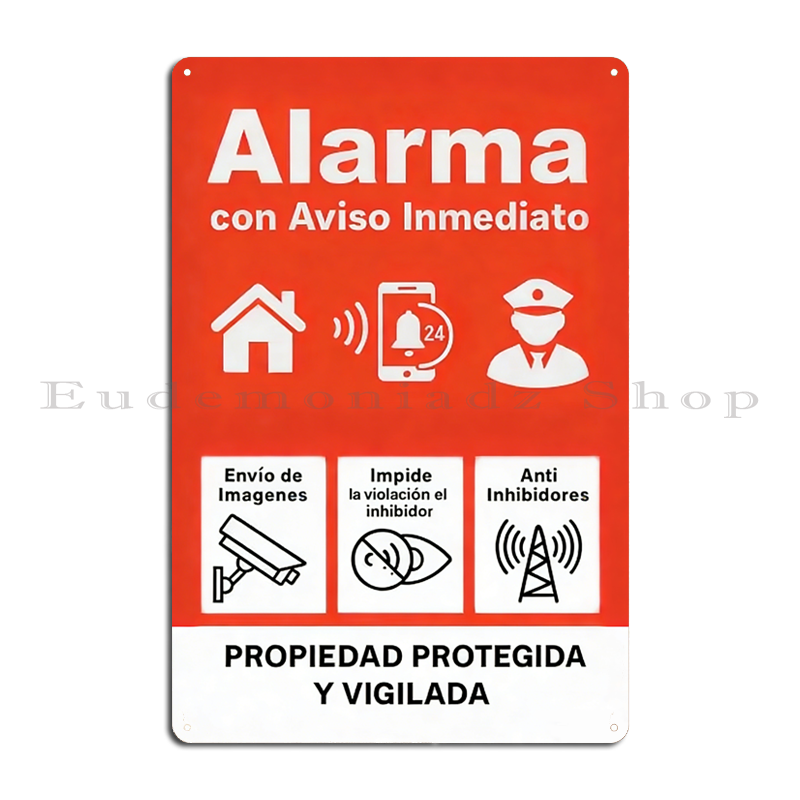 Home Security Alarm System - Plakat Logam Sistem Alarm 24 Jam