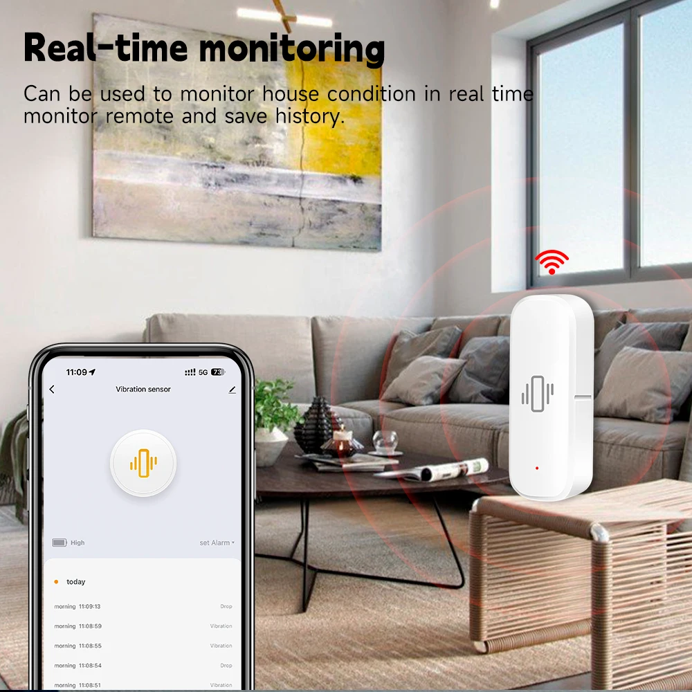 Sensor Getaran Cerdas WiFi/Zig - Home Security App ulasan dan harga