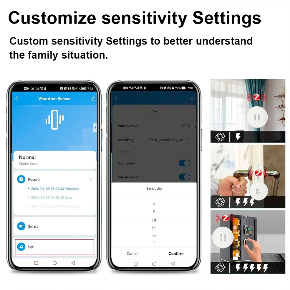 Sensor Getaran Cerdas Tuya Zig - Home Security App ulasan dan harga