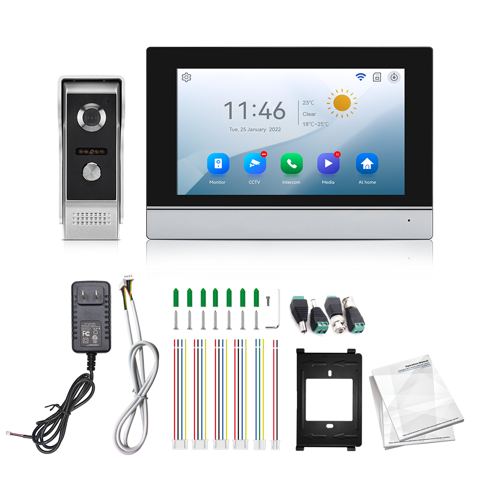 Layar IPS 7 Inci 2MP Tuya Kont - Home Security Packages ulasan dan harga